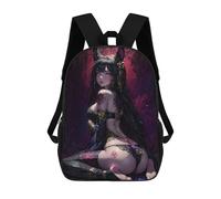sinyumoney 17 Inch Black Fox Girl Backpack Kids School Backpack 3D Printed Fashion School Bag for Boys Elementary And Middle School Student