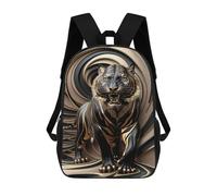 sinyumoney 17 Inch Black Gold Tiger Roar Backpack 3D Printed Children's School Backpack for Kids High Capacity Travel Rucksacks Book Bags Kids School Bag Back Pack