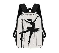 sinyumoney 17 Inch Black Ink Ballet Painting Backpack 3D Printed Children's School Backpack for Kids High Capacity Travel Rucksacks Book Bags Kids School Bag Back Pack