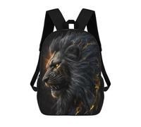 sinyumoney 17 Inch Black Lion with Golden Eyes Backpack with Pocket 3D Printed Travel Rucksacks Book Bags Kids School Bag