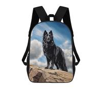 sinyumoney 17 Inch Black Old German Shepherd Backpack 3D Printed Children's School Backpack for Kids High Capacity Travel Rucksacks Book Bags Kids School Bag Back Pack