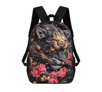 sinyumoney 17 Inch Black Panther with Gold Accents School Backpack School Bags for Girls Boys Backpack with Pocket Fashion School Bag Kids Backpack