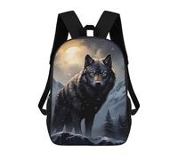 sinyumoney 17 Inch Black Wolf in Snowy Mountains Casual Daypack Backpacks for Girls Boys High College Knapsack Travel Laptop Rucksack College Bookbag