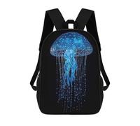 sinyumoney 17 Inch Blue Jellyfish Tentacles Backpacks Kids School Backpack School Bag 3D Printed School Bag for Boys Elementary And Middle School Students
