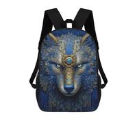 sinyumoney 17 Inch Blue Neon Wolf Backpacks Kids School Backpack School Bag 3D Printed for Boys Elementary And Middle School Students