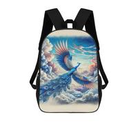sinyumoney 17 Inch Blue Peacock in Flight Backpacks Kids School Backpack School Bag 3D Printed for Boys Elementary And Middle School Students