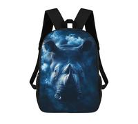 sinyumoney 17 Inch Blue Rhino Portrait with Cloud Background Backpack 3D Printed Children's School Backpack for Kids High Capacity Travel Rucksacks Book Bags Kids School Bag Back Pack
