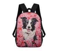 sinyumoney 17 Inch Border Collie in Pink Backpack with Pocket 3D Printed Travel Rucksacks Book Bags Kids School Bag
