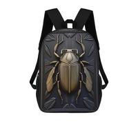 sinyumoney 17 Inch Bug Gold Dark Deco Backpack Kids School Backpack 3D Printed Fashion School Bag for Boys Elementary And Middle School Student