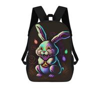 sinyumoney 17 Inch Bunny Colorful Backpacks Kids School Backpack School Bag 3D Printed for Boys Elementary And Middle School Students