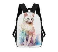 sinyumoney 17 Inch Burmilla Cat Watercolor Backpack Kids School Backpack 3D Printed Fashion School Bag for Boys Elementary And Middle School Student