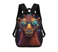 sinyumoney 17 Inch Camel Glasses Backpack, Children's Backpack, Student School Bag Bookbag Rucksack, 3D Printed for Boys Girls