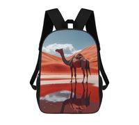 sinyumoney 17 Inch Camel in Desert Oasis Reflection Backpacks Kids School Backpack School Bag 3D Printed for Boys Elementary And Middle School Students