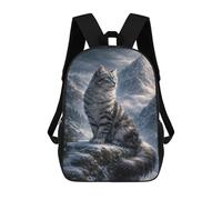 sinyumoney 17 Inch Cat in Snowy Mountain Landscape Backpack Kids School Backpack 3D Printed Fashion School Bag for Boys Elementary And Middle School Student
