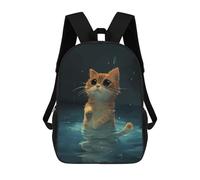 sinyumoney 17 Inch Cat Swimming Backpack, Children's Backpack, Student School Bag Bookbag Rucksack, 3D Printed for Boys Girls