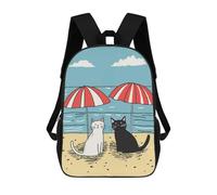 sinyumoney 17 Inch Cats Love Tropical Beach Backpack 3D Printed Children's School Backpack for Kids High Capacity Travel Rucksacks Book Bags Kids School Bag Back Pack