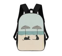 sinyumoney 17 Inch Cats Tropical Beach Minimalist Backpack, Children's Backpack, Student School Bag Bookbag Rucksack, 3D Printed for Boys Girls