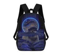 sinyumoney 17 Inch Celestial Lake Landscape School Backpack School Bags for Girls Boys Backpack with Pocket Fashion School Bag Kids Backpack