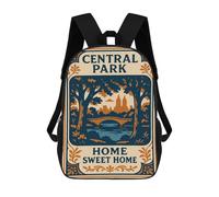 sinyumoney 17 Inch Central Park Home Sweet Home Poster Backpacks Kids School Backpack School Bag 3D Printed for Boys Elementary And Middle School Students