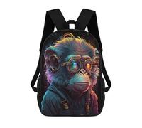 sinyumoney 17 Inch Charming Chimpanzee with Glasses Backpack, Children's Backpack, Student School Bag Bookbag Rucksack, 3D Printed for Boys Girls