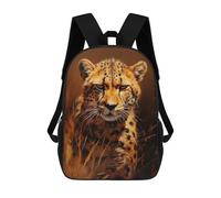 sinyumoney 17 Inch Cheetah Portrait Backpack with Pocket 3D Printed Travel Rucksacks Book Bags Kids School Bag
