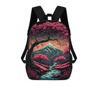 sinyumoney 17 Inch Cherry Blossom Japan Magi Backpack with Pocket 3D Printed Travel Rucksacks Book Bags Kids School Bag