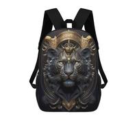 sinyumoney 17 Inch Children's Backpack 3D Black Tiger King Art Deco Printed Bags Lightweight School Bags Fashion Fun Knapsack Student Daypack for Children
