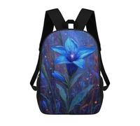 sinyumoney 17 Inch Children's Backpack 3D Blue Flower in A Cosmic Garden Printed Bags Lightweight School Bags Fashion Fun Knapsack Student Daypack for Children