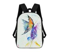 sinyumoney 17 Inch Children's Backpack 3D Butterfly on Flower Printed Bags Lightweight School Bags Fashion Fun Knapsack Student Daypack for Children