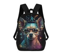 sinyumoney 17 Inch Children's Backpack 3D Colorful Chihuahua Glasses Art Print-3 Printed Bags Lightweight School Bags Fashion Fun Knapsack Student Daypack for Children
