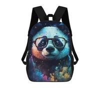 sinyumoney 17 Inch Children's Backpack 3D Colorful Panda with Glasses Printed Bags Lightweight School Bags Fashion Fun Knapsack Student Daypack for Children