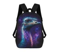 sinyumoney 17 Inch Children's Backpack 3D Cosmic Emu Portrait-6 Printed Bags Lightweight School Bags Fashion Fun Knapsack Student Daypack for Children