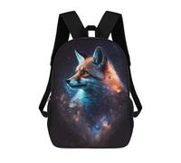 sinyumoney 17 Inch Children's Backpack 3D Cosmic Fox Portrait-3 Printed Bags Lightweight School Bags Fashion Fun Knapsack Student Daypack for Children