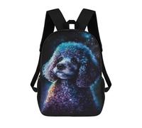 sinyumoney 17 Inch Children's Backpack 3D Cosmic Poodle Art Print-11 Printed Bags Lightweight School Bags Fashion Fun Knapsack Student Daypack for Children