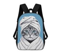 sinyumoney 17 Inch Children's Backpack 3D Cute Cat Bathroom Poster Printed Bags Lightweight School Bags Fashion Fun Knapsack Student Daypack for Children