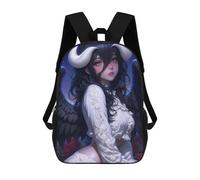 sinyumoney 17 Inch Children's Backpack 3D Dark Angel with White Horns Anime Girl Printed Bags Lightweight School Bags Fashion Fun Knapsack Student Daypack for Children