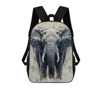sinyumoney 17 Inch Children's Backpack 3D Elephant Portrait with Abstract Background Printed Bags Lightweight School Bags Fashion Fun Knapsack Student Daypack for Children
