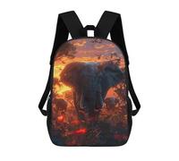 sinyumoney 17 Inch Children's Backpack 3D Elephants Savanna Sunset Printed Bags Lightweight School Bags Fashion Fun Knapsack Student Daypack for Children