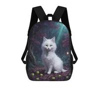 sinyumoney 17 Inch Children's Backpack 3D Enchanted Forest Moonlit Cat Printed Bags Lightweight School Bags Fashion Fun Knapsack Student Daypack for Children