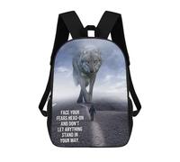 sinyumoney 17 Inch Children's Backpack 3D Face Your Fears Head On Printed Bags Lightweight School Bags Fashion Fun Knapsack Student Daypack for Children