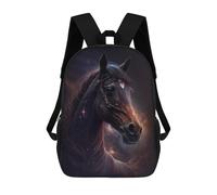 sinyumoney 17 Inch Children's Backpack 3D Galactic Horse Portrait -3 Printed Bags Lightweight School Bags Fashion Fun Knapsack Student Daypack for Children
