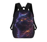 sinyumoney 17 Inch Children's Backpack 3D Galaxy Cat on Fire Printed Bags Lightweight School Bags Fashion Fun Knapsack Student Daypack for Children