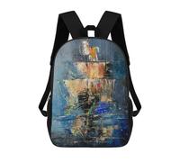 sinyumoney 17 Inch Children's Backpack 3D Ghost Ship 2 Printed Bags Lightweight School Bags Fashion Fun Knapsack Student Daypack for Children