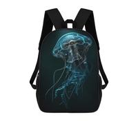 sinyumoney 17 Inch Children's Backpack 3D Glowing Jellyfish in Dark Water Printed Bags Lightweight School Bags Fashion Fun Knapsack Student Daypack for Children
