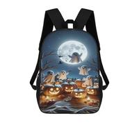 sinyumoney 17 Inch Children's Backpack 3D Halloween Ghosts And Pumpkins-3 Printed Bags Lightweight School Bags Fashion Fun Knapsack Student Daypack for Children