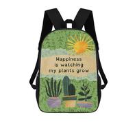 sinyumoney 17 Inch Children's Backpack 3D Happiness Is Watching My Plants Grow Printed Bags Lightweight School Bags Fashion Fun Knapsack Student Daypack for Children