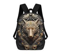 sinyumoney 17 Inch Children's Backpack 3D Imperial Golden Wolf Printed Bags Lightweight School Bags Fashion Fun Knapsack Student Daypack for Children