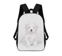 sinyumoney 17 Inch Children's Backpack 3D Maltese Dog Puppy Printed Bags Lightweight School Bags Fashion Fun Knapsack Student Daypack for Children