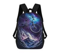 sinyumoney 17 Inch Children's Backpack 3D Mountain Bike Adventure in Space -1 Printed Bags Lightweight School Bags Fashion Fun Knapsack Student Daypack for Children