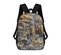 sinyumoney 17 Inch Children's Backpack 3D Mystical Golden Zen Temple Printed Bags Lightweight School Bags Fashion Fun Knapsack Student Daypack for Children